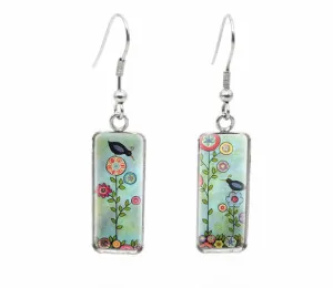 Beautiful Glass Like Folk Bird Earrings